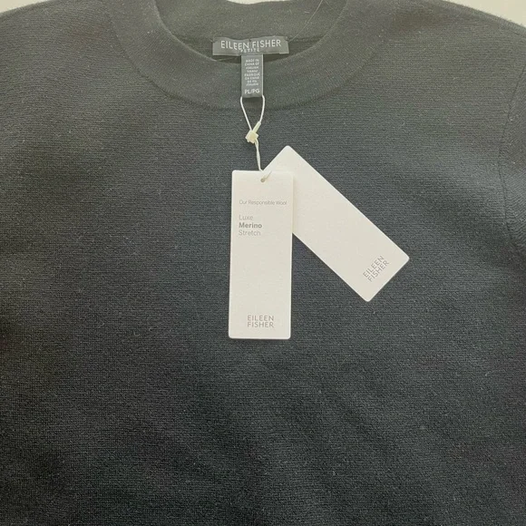 Eileen Fisher black stretch wool dress or long top - Picture 5 of 6